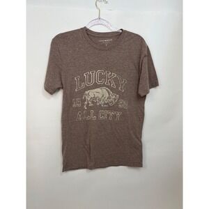 Lucky Brand Mens Small‎ T Shirt Light Brown "1990 All City" Distressed